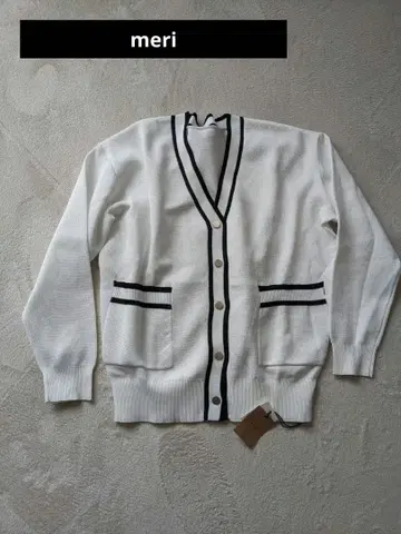 MERI 화이트 스트라이프 가디건