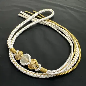 새상품 순수 실크 화이트 허리띠 후리소데용 럭셔리 장식 포함 2127