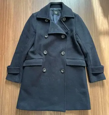 네이비 더블 브레스트 울 코트