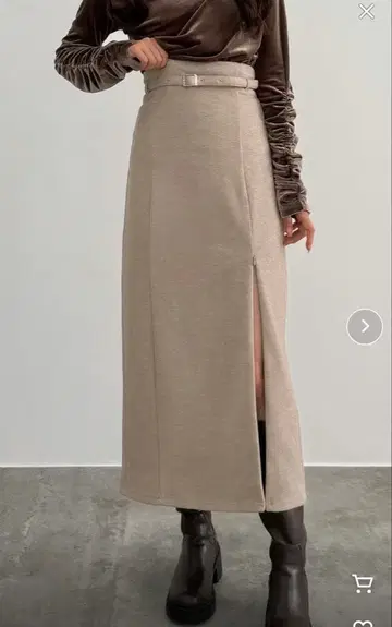 CENEA 슬릿 지퍼 I 라인 스커트 그레이쉬 베이지