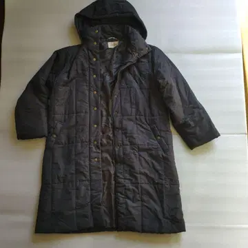 다크 그레이 후드 부착 롱 코트 약 96cm