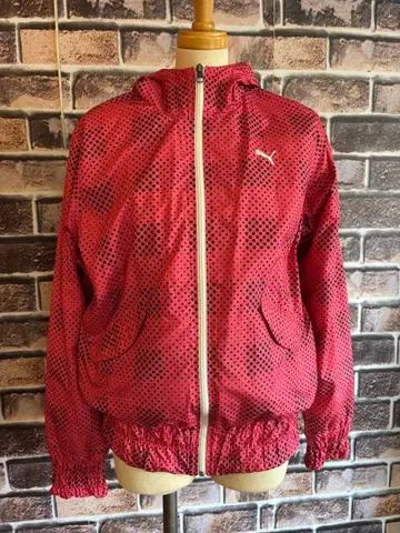PUMA 핑크 도트 무늬 풀 지퍼 자켓