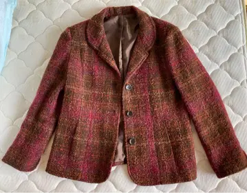 울 계열 홍차 체크 자켓