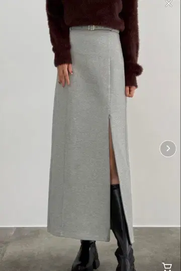 CENEA 슬릿 지퍼 I 라인 스커트 그레이