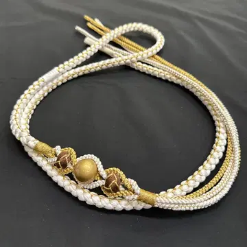 새상품 순수 실크 화이트 허리띠 후리소데용 럭셔리 장식 포함 2127