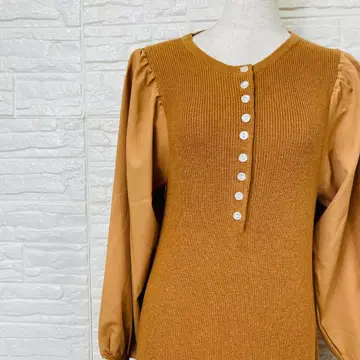 티어클라세 도킹 니트 원피스 M 브라운 [1605-29]