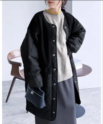 reca 노카라 보아 x 호리병 퀼트 코트 블랙 L 사이즈