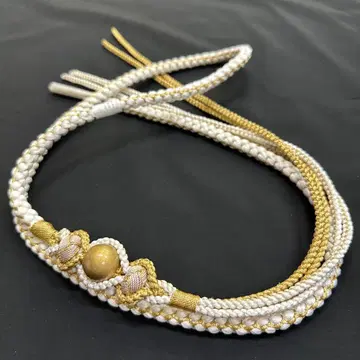 새상품 순수 실크 화이트 허리띠 후리소데용 럭셔리 장식 포함 2127