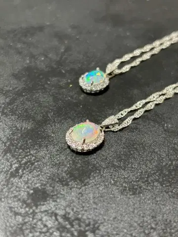 오팔 펜던트 목걸이 S925 실버 체인