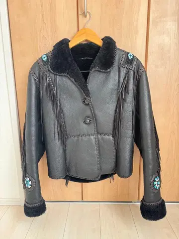 vintage 프린지 가죽 자켓