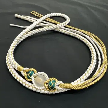 새상품 순수 실크 화이트 허리띠 후리소데용 럭셔리 장식 포함 2127