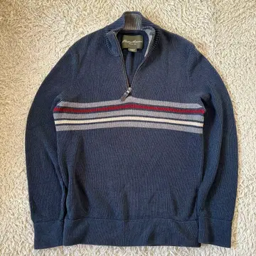 00s 에디 바우어 코튼 니트 하프 지퍼 보더