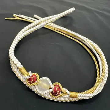 새상품 순수 실크 화이트 허리띠 후리소데용 럭셔리 장식 포함 2127