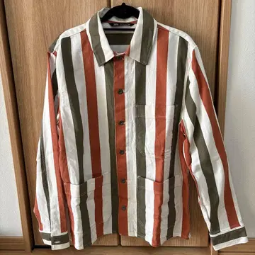 ZARA 스트라이프 긴팔 셔츠 L 남성용