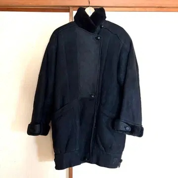 80s 빈티지 무스탕 코트 블랙