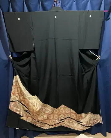 블랙 전복 기모노 순수 실크