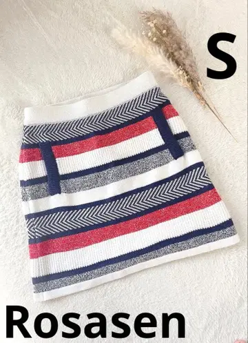 Rosasen 로사센 골프 여성용 니트 스커트 보더 무늬
