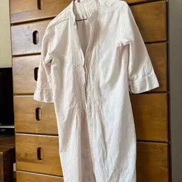 화이트 셔츠 원피스 7부 소매