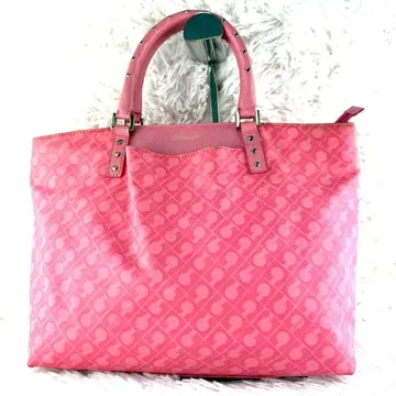 게라르디니 소프티 토트백 올 로고 무늬 핑크