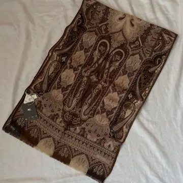 미사용 에트로 실크 혼방 스톨 브라운 계열