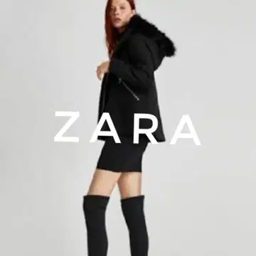 시착만 한 상품 ZARA 블랙 퍼 후드 아우터 숏코트 짧은 기장