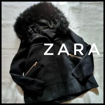 시착만 한 상품 ZARA 블랙 퍼 후드 아우터 숏코트 짧은 기장