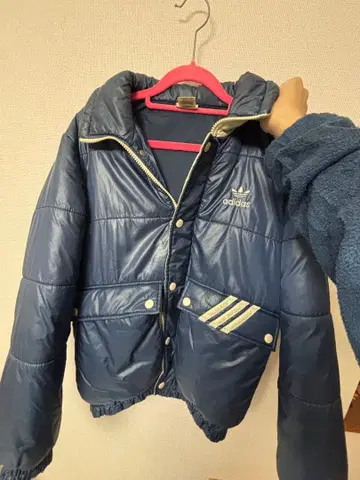 adidas 네이비 다운 자켓 후드 부착