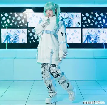 하츠네 미쿠 콜라보 프리 사이즈 저지 화이트 x 스카이블루