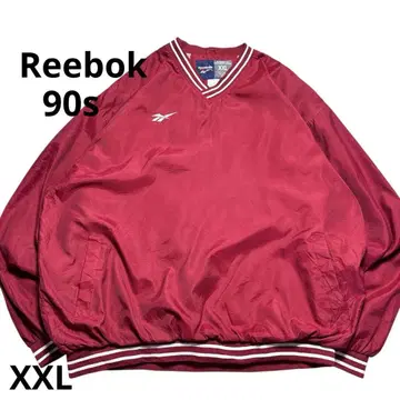 90s Reebok 풀오버 나일론 자켓 V넥 자수 로고 XXL