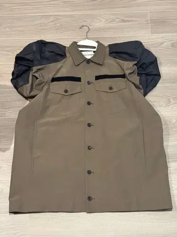 sacai 원피스 나일론 트윌 믹스 그로그랭 드레스 카키 브라운