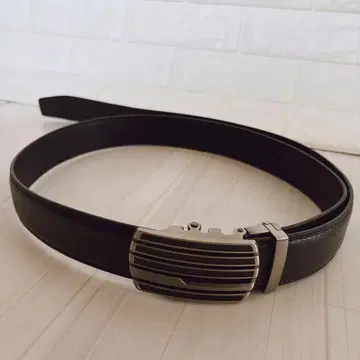 [ 빅 사이즈 ] 블랙 가죽 벨트 스트라이프 버클 130cm