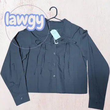 lawgy 귀여운 리본 프릴 긴팔 셔츠