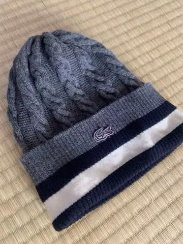 LACOSTE 라코스테 니트 모자 그레이와 네이비