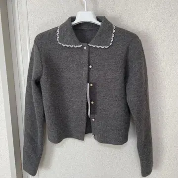 피코 레이스 카라 부착 니트 가디건