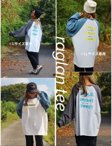 [새상품] 2색 세트 시마무라nozomi 래글런 로고 롱T L 사이즈