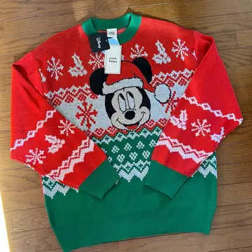 택 포함 새상품 디즈니 크리스마스 미키 스웨터 니트 M 사이즈