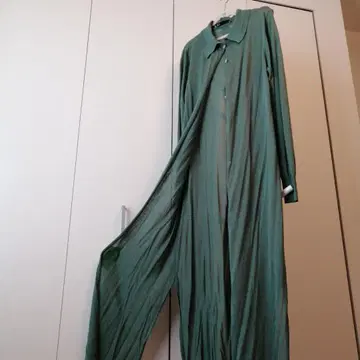 카키 긴팔 버튼 롱 가디건 자라 셔츠 칼라