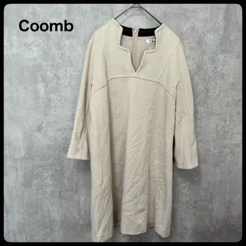 # Coomb 베이지 V넥 원피스 무릎 기장 원피스