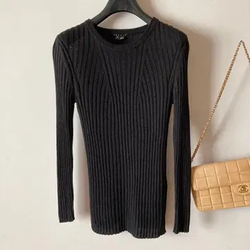 띠어리*윤기 린넨 썸머 리브 니트*블랙