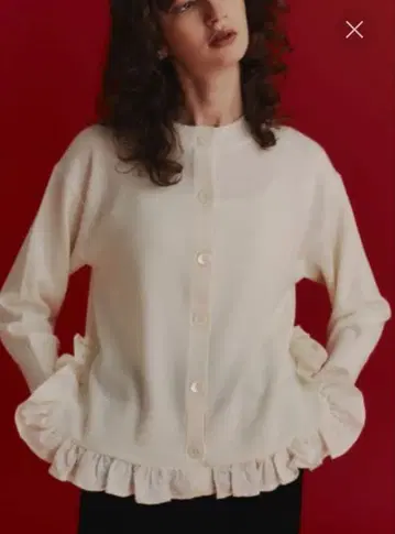 OHGA 프릴 가디건 화이트