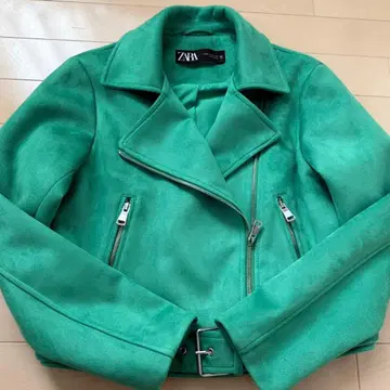 ZARA 그린 스웨이드풍 라이더 자켓