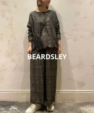 비어즐리 허리 리브 루프 체크 팬츠