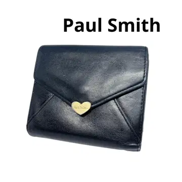 Paul Smith 접이식 지갑 하트 블랙 천연 가죽 심플 인기