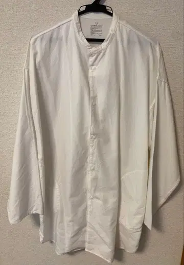 MUJI 화이트 버튼 긴팔 셔츠 남성용 S-M