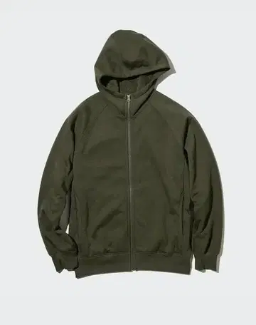 미사용 새상품 히트텍 보아 맨투맨 풀 집업 후드티 OLIVE