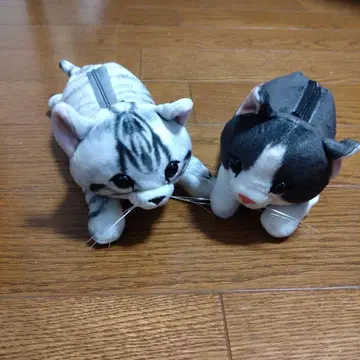 고양이형 봉제 인형 세트 (지퍼 포함)