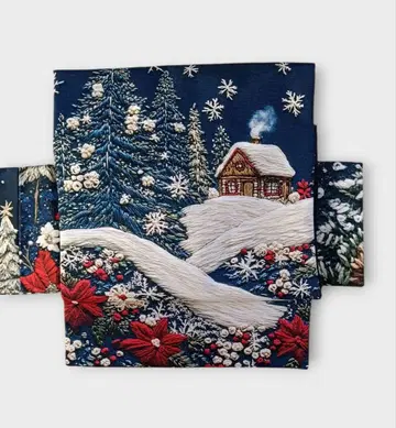 크리스마스 나고야 오비 크리스마스의 굴뚝 자수 프린트 네이비 컬러