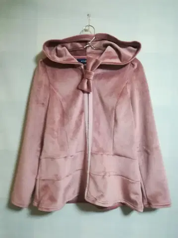 M'S GRACY 24AW 리본 브로치 부착 벨벳 집업 후드티