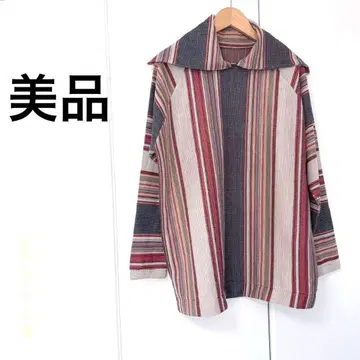 새상품급 스트라이프 패턴 빅 카라 긴팔 셔츠 남녀 공용