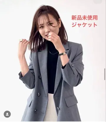 [ 미개봉 새상품 ] LOUNIE 피크 트래블 더블 자켓 그레이 36